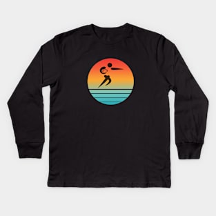 Rugby player in retro sunset Kids Long Sleeve T-Shirt